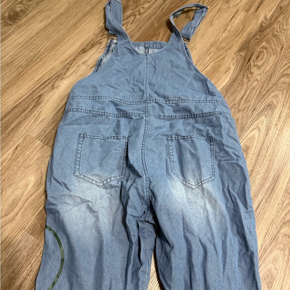 Floral Painted Women's Denim Overalls - Picture 11 of 11